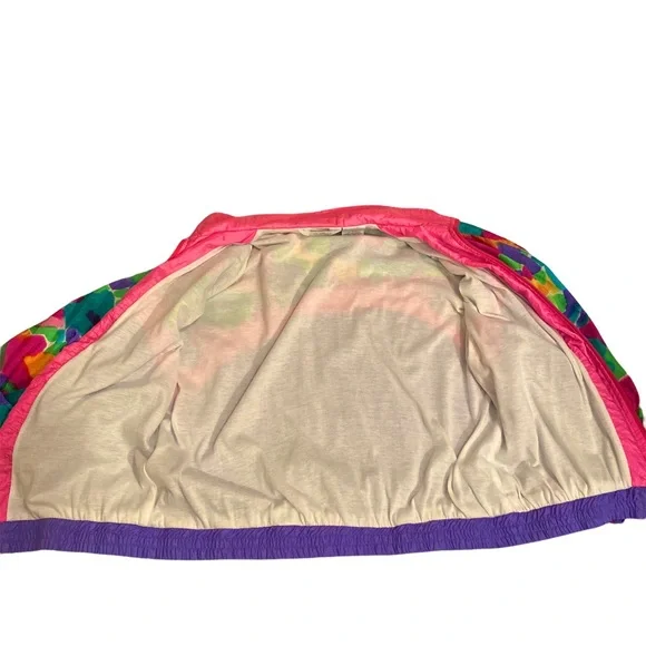 VINTAGE BLAIR BOUTIQUE NEON WATERCOLOR WINDBREAKER SZ L - Picture 12 of 16